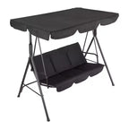 COZONY Balancelle de patio 3 places noire – Auvent et accoudoirs réglables, banc suspendu en tissu textilène respirant pour jardin, piscine, cour arrière