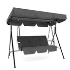 COZONY Balancelle de patio 3 places noire – Auvent et accoudoirs réglables, banc suspendu en tissu textilène respirant pour jardin, piscine, cour arrière