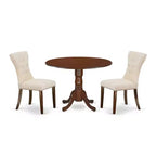 3-Piece Mahogany Finish Solid Wood Top - Round Dining Room Set - Seats 4