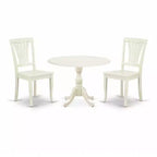 3-Piece Linen White Finish Solid Wood Top - Dining Room Set - Seats 4