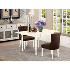 Ensemble de salle à manger 3 pièces HomeStock avec plateau en bois massif finition blanc lin et table à rabats