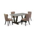 HomeStock 5-Piece Natural Oak Finish Solid Wood Top Dining table with 4 Chairs