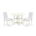 Modern Dining Set 3pc - Round Table & 2 Parsons Chairs - 42 Inch - City Chic Design