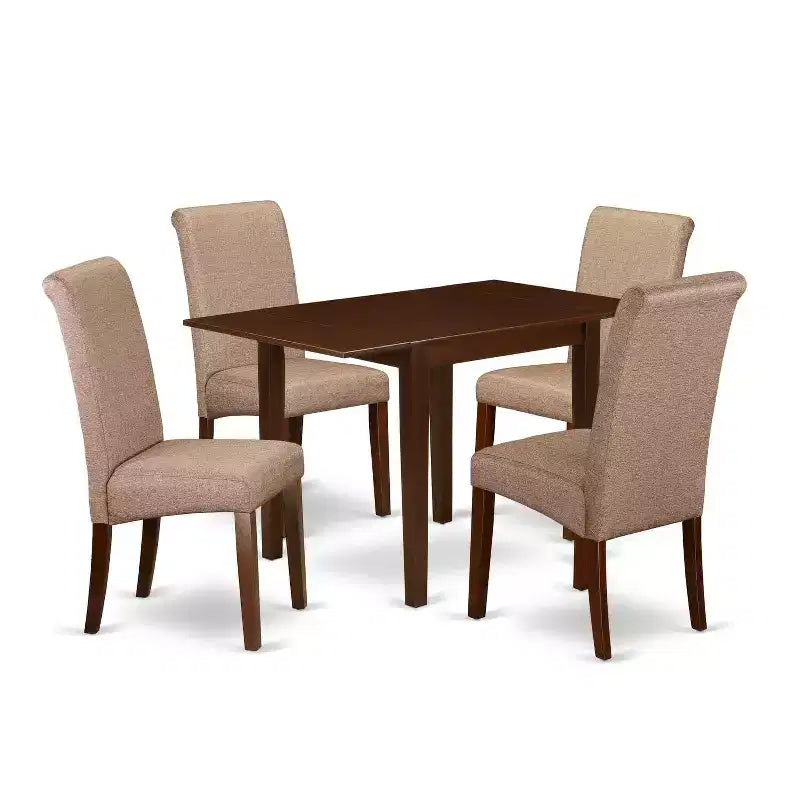 HomeStock 5-Pc Mahogany Finish Solid Wood Top - Dining Room Set - Seats 4
