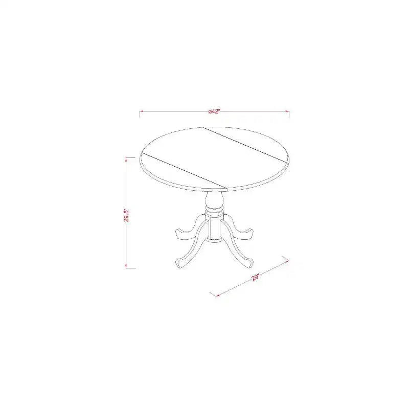 Ensemble de salle à manger rond 3 pièces en bois massif noir brossé – 4 places