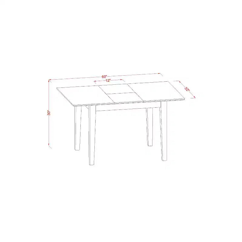 Ensemble de salle à manger avec chaises - Ensemble de table de cuisine, Petite table de salle à manger avec rallonge, Finition marron selle