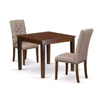 HomeStock 3-Piece Mahogany Finish Rectangular Solid Wood Top Dining Table Set