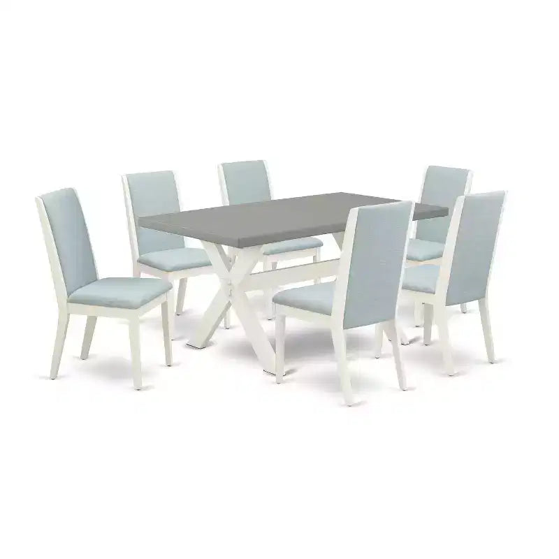 HomeStock 7-Piece Natural Oak Finish Solid Wood Top Dining Table with 6-Chairs