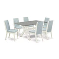 HomeStock 7-Piece Natural Oak Finish Solid Wood Top Dining Table with 6-Chairs