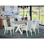 Table à manger HomeStock 7 pièces en bois massif finition chêne naturel avec 6 chaises