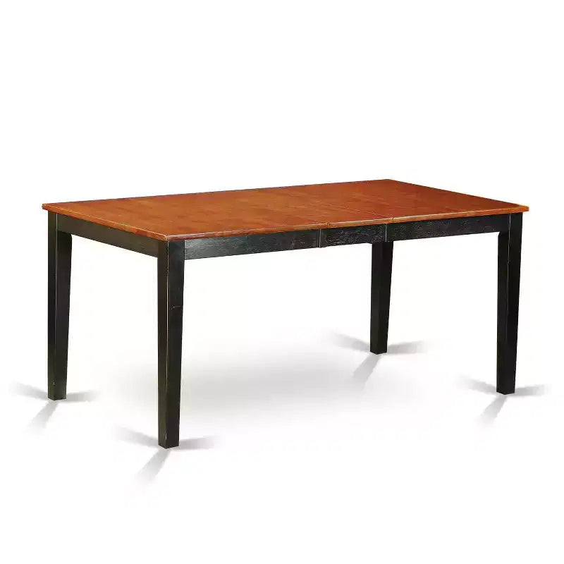 HomeStock Table de salle à manger 6 pièces rectangulaire avec plateau en bois massif finition noir et cerisier, 1 banc et 4 chaises