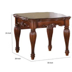Table d'appoint haute Royal Hampton Square avec pieds courbés et étagère inférieure, brun cerise
