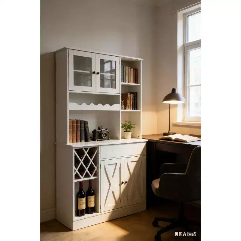 COZONY Meuble à vin en MDF, étagère supérieure avec double porte en acrylique pour bar de salle à manger
