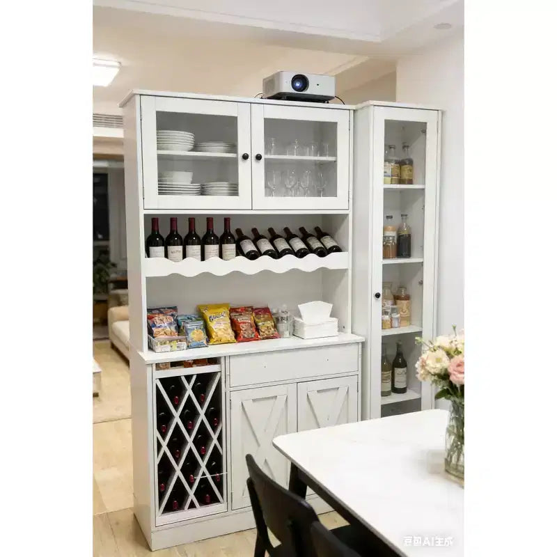 COZONY Meuble à vin en MDF, étagère supérieure avec double porte en acrylique pour bar de salle à manger