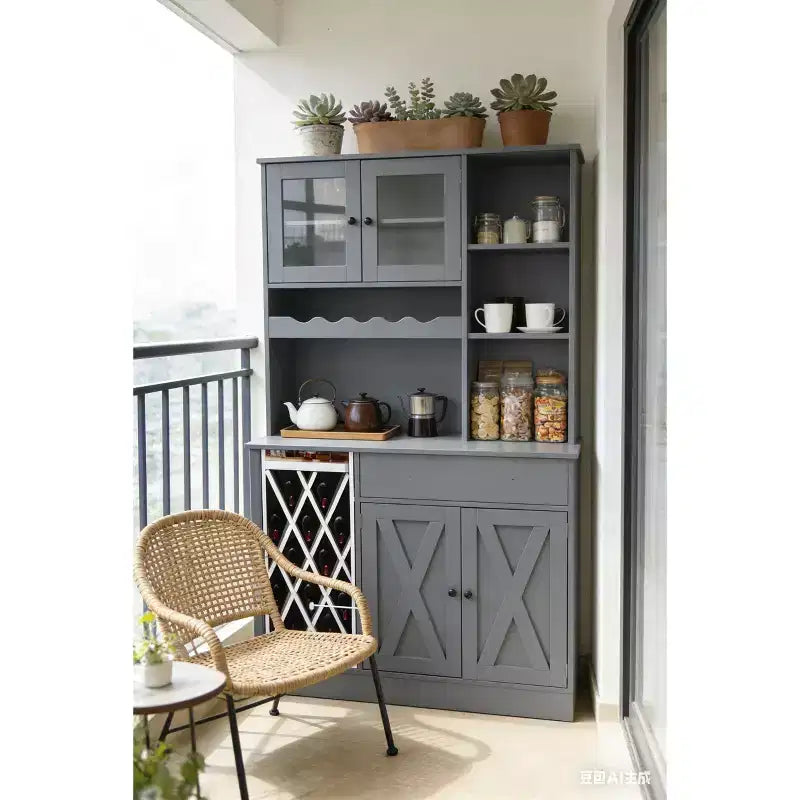 COZONY Meuble à vin en MDF, étagère supérieure avec double porte en acrylique pour bar de salle à manger