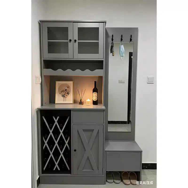 COZONY Meuble à vin en MDF, étagère supérieure avec double porte en acrylique pour bar de salle à manger