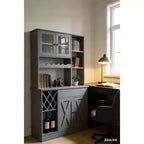 COZONY Meuble à vin en MDF, étagère supérieure avec double porte en acrylique pour bar de salle à manger