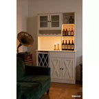 COZONY Meuble à vin en MDF, étagère supérieure avec double porte en acrylique pour bar de salle à manger