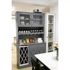 COZONY MDF Wine Cabinet, Acrylic Double Doors Upper Tier Display for Dining Room Bar