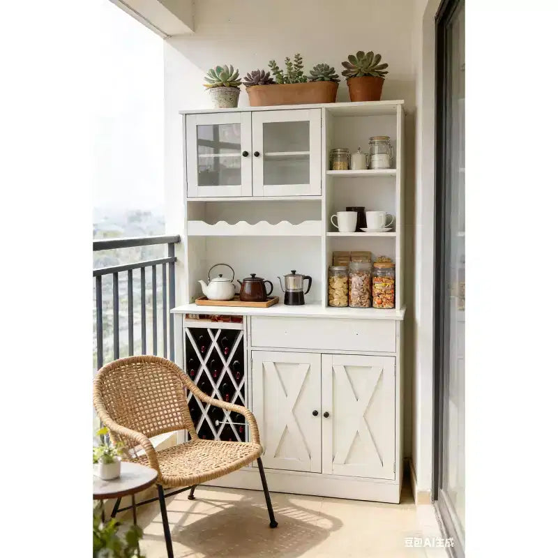 COZONY Meuble à vin en MDF, étagère supérieure avec double porte en acrylique pour bar de salle à manger