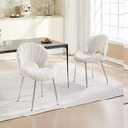 Lot de 2 chaises de salle à manger modernes rembourrées avec dossier incurvé et pieds en métal, chaises de salle à manger sans accoudoirs pour la salle à manger ou la cuisine-Panipeachy