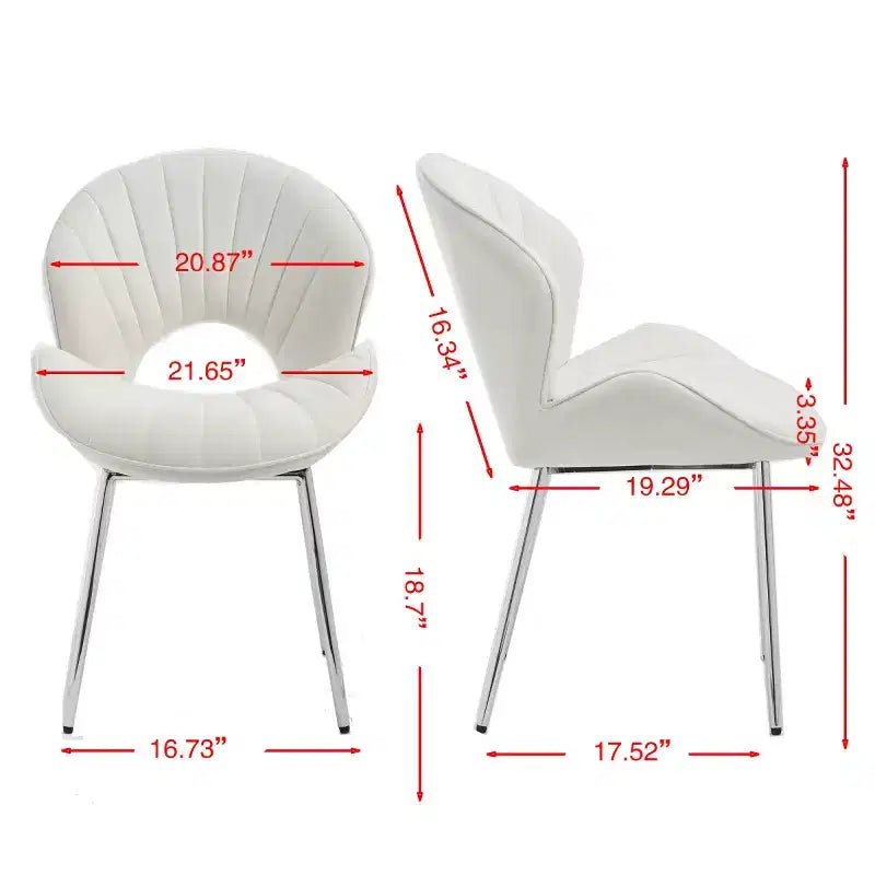 Lot de 2 chaises de salle à manger modernes rembourrées avec dossier incurvé et pieds en métal, chaises de salle à manger sans accoudoirs pour la salle à manger ou la cuisine-Panipeachy