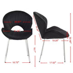 Lot de 2 chaises de salle à manger modernes rembourrées avec dossier incurvé et pieds en métal, chaises de salle à manger sans accoudoirs pour la salle à manger ou la cuisine-Panipeachy