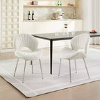 Lot de 2 chaises de salle à manger modernes rembourrées avec dossier incurvé et pieds en métal, chaises de salle à manger sans accoudoirs pour la salle à manger ou la cuisine-Panipeachy