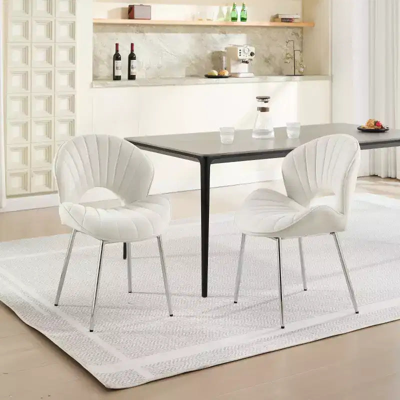 Lot de 2 chaises de salle à manger modernes rembourrées avec dossier incurvé et pieds en métal, chaises de salle à manger sans accoudoirs pour la salle à manger ou la cuisine-Panipeachy