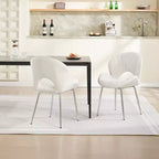 Lot de 2 chaises de salle à manger modernes rembourrées avec dossier incurvé et pieds en métal, chaises de salle à manger sans accoudoirs pour la salle à manger ou la cuisine-Panipeachy
