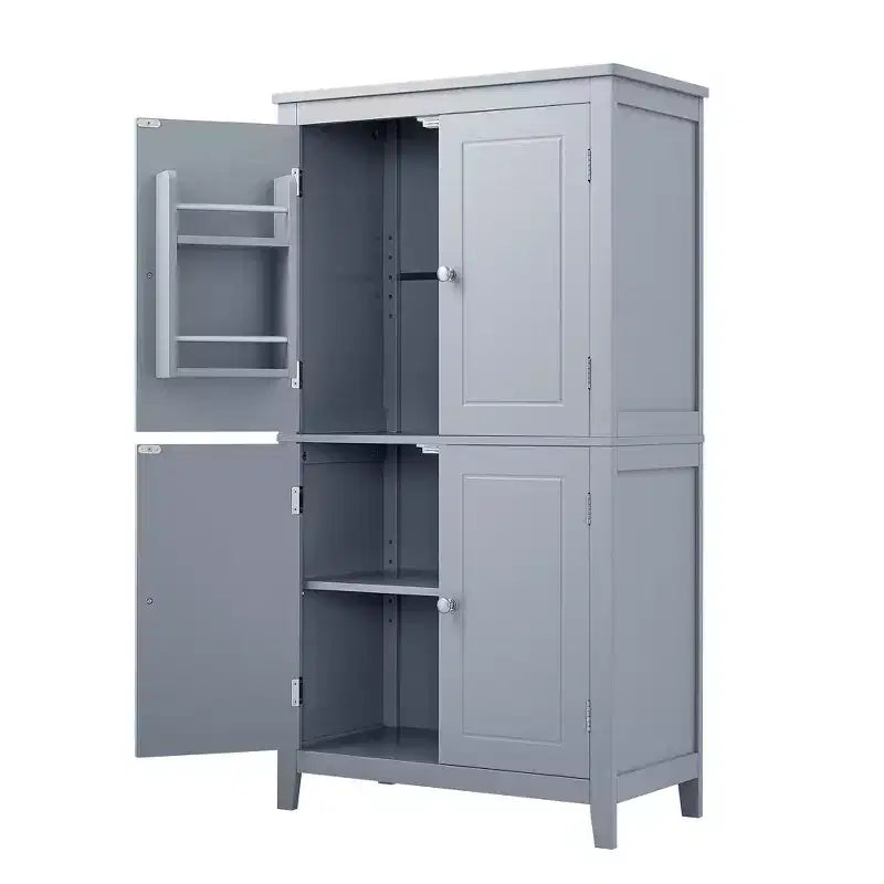 Meuble de rangement au sol GDFStudio Nelly, peu encombrant, pour salle de bain, avec étagères réglables et portes
