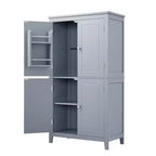 Meuble de rangement au sol GDFStudio Nelly, peu encombrant, pour salle de bain, avec étagères réglables et portes