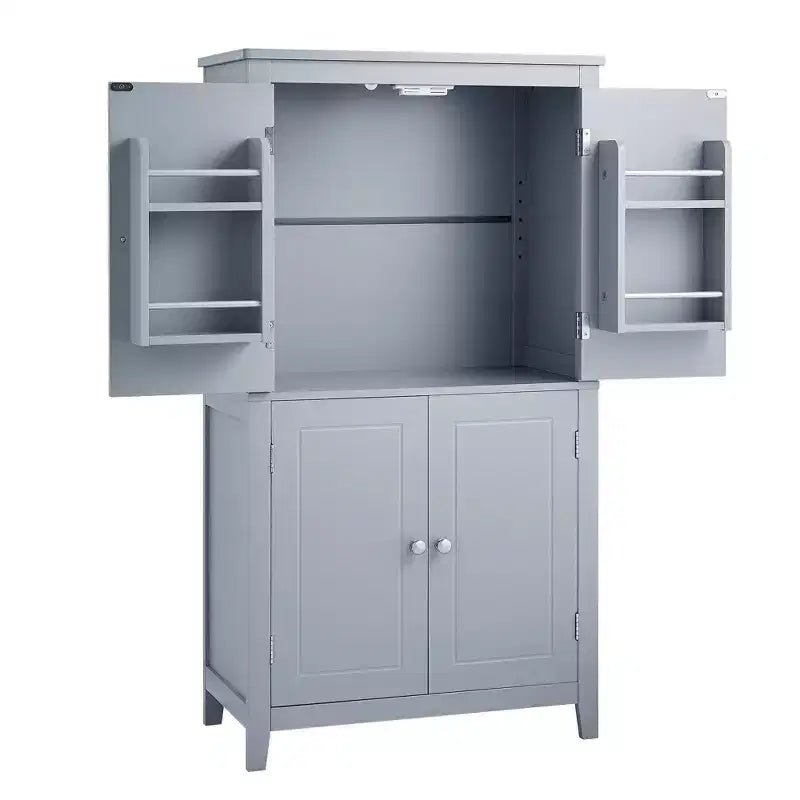 Meuble de rangement au sol GDFStudio Nelly, peu encombrant, pour salle de bain, avec étagères réglables et portes