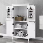 Meuble de rangement au sol GDFStudio Nelly, peu encombrant, pour salle de bain, avec étagères réglables et portes