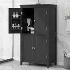 Meuble de rangement au sol GDFStudio Nelly, peu encombrant, pour salle de bain, avec étagères réglables et portes