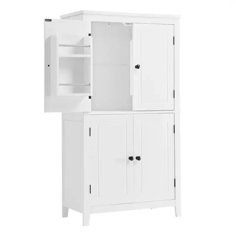 Meuble de rangement au sol GDFStudio Nelly, peu encombrant, pour salle de bain, avec étagères réglables et portes