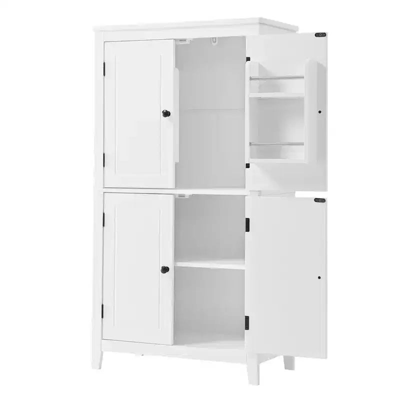 Meuble de rangement au sol GDFStudio Nelly, peu encombrant, pour salle de bain, avec étagères réglables et portes