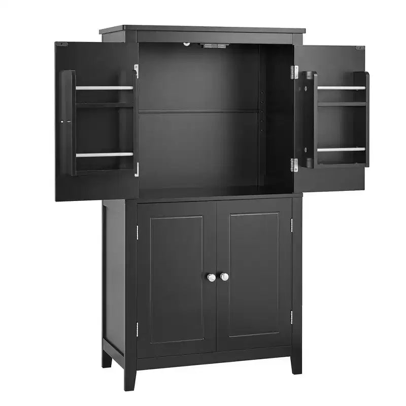 Meuble de rangement au sol GDFStudio Nelly, peu encombrant, pour salle de bain, avec étagères réglables et portes