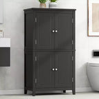 GDFStudio Nelly Space-Saving Bathroom Floor Storage Cabinet with Adjustable Shelves and Doors
