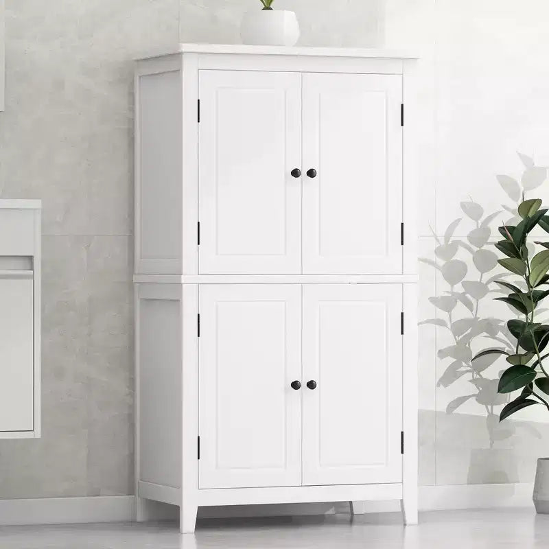 Meuble de rangement au sol GDFStudio Nelly, peu encombrant, pour salle de bain, avec étagères réglables et portes