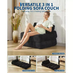 Canapé-lit pliant, Fauteuil lit convertible une place avec oreiller, matelas et support dorsal, Housse lavable en machine, pour Salon, Chambre universitaire, Appartement
