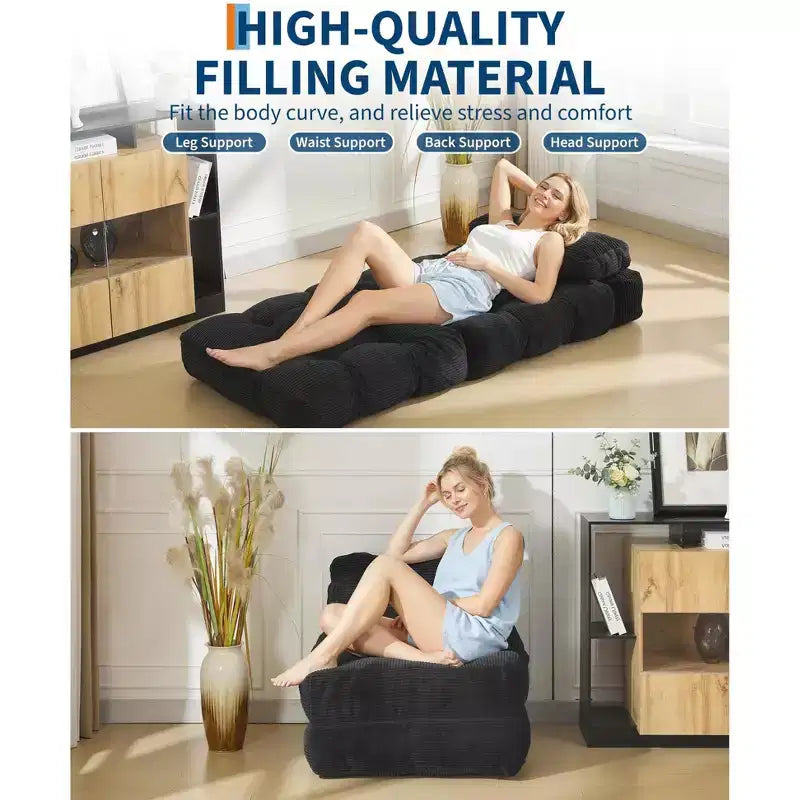 Canapé-lit pliant, Fauteuil lit convertible une place avec oreiller, matelas et support dorsal, Housse lavable en machine, pour Salon, Chambre universitaire, Appartement