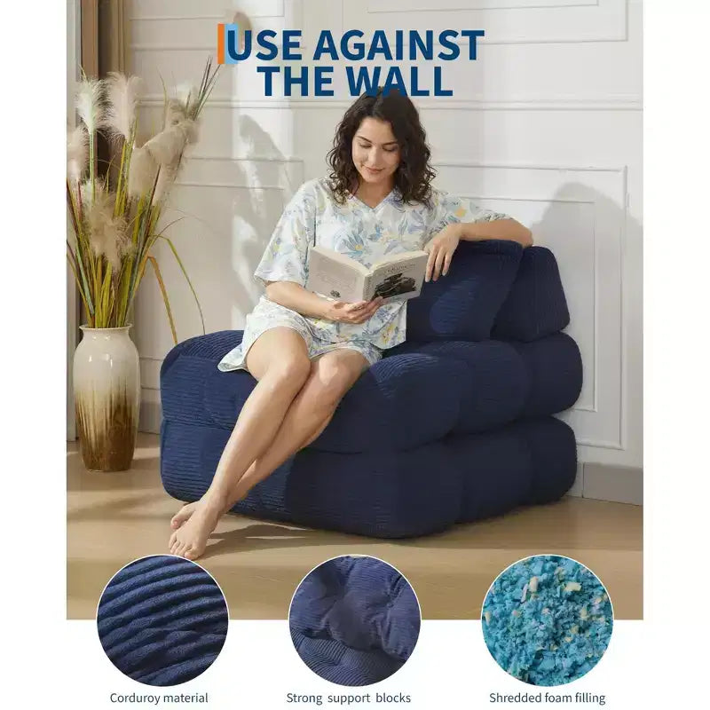 Canapé-lit pliant, Fauteuil lit convertible une place avec oreiller, matelas et support dorsal, Housse lavable en machine, pour Salon, Chambre universitaire, Appartement