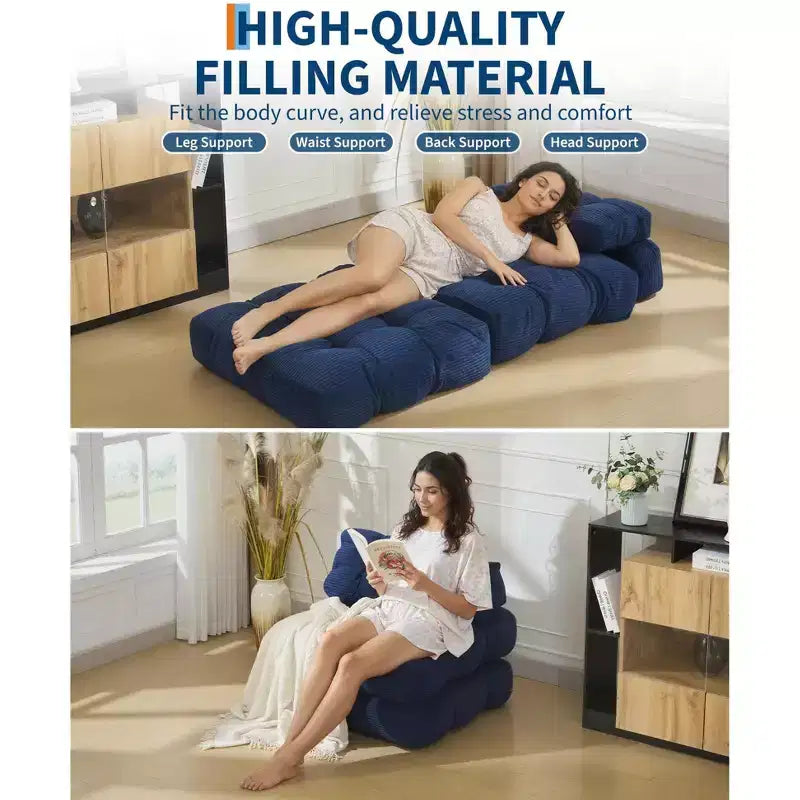 Canapé-lit pliant, Fauteuil lit convertible une place avec oreiller, matelas et support dorsal, Housse lavable en machine, pour Salon, Chambre universitaire, Appartement