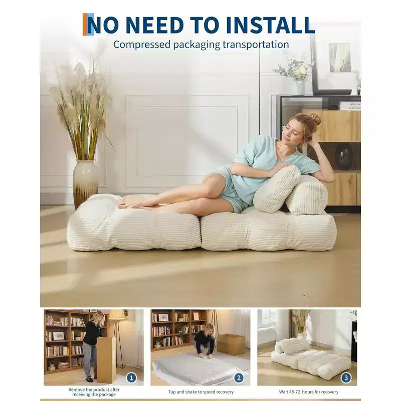 Canapé-lit pliant, Fauteuil lit convertible une place avec oreiller, matelas et support dorsal, Housse lavable en machine, pour Salon, Chambre universitaire, Appartement