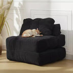 Canapé-lit pliant, Fauteuil lit convertible une place avec oreiller, matelas et support dorsal, Housse lavable en machine, pour Salon, Chambre universitaire, Appartement