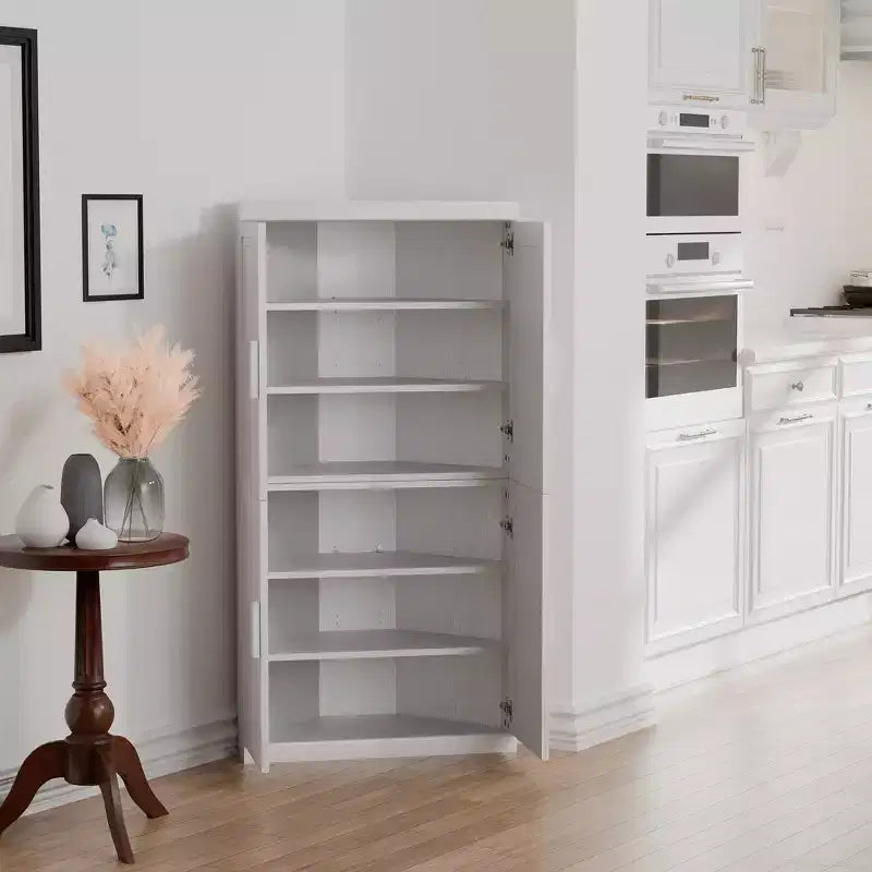 MAYEERTY Meuble de rangement d'angle moderne en bois massif 4 portes Rangement efficace pour la maison, le coin, le salon Blanc 2 pièces