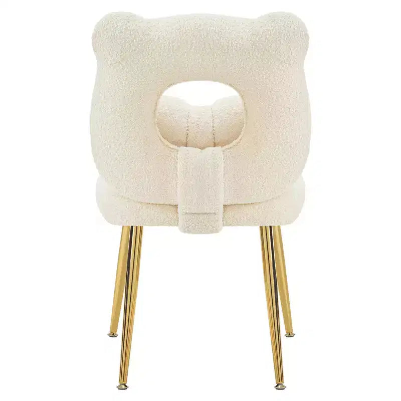 Chaise de vanité Furniliving, revêtement en fausse fourrure de mouton, coussin de dossier et pieds en métal doré, pour salon/dressing/bureau à domicile