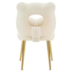 Chaise de vanité Furniliving, revêtement en fausse fourrure de mouton, coussin de dossier et pieds en métal doré, pour salon/dressing/bureau à domicile