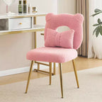 Chaise de vanité Furniliving, revêtement en fausse fourrure de mouton, coussin de dossier et pieds en métal doré, pour salon/dressing/bureau à domicile